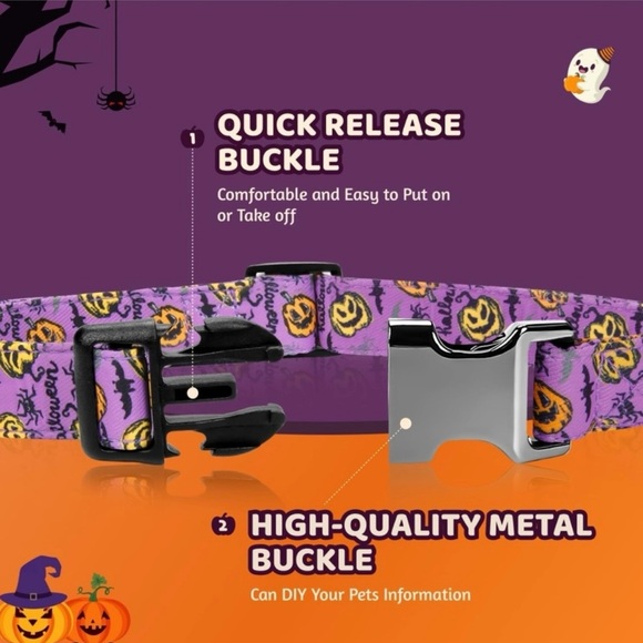 Halloween AirTag Dog Collar, Fashion Dog Collar size Medium - Picture 2 of 8